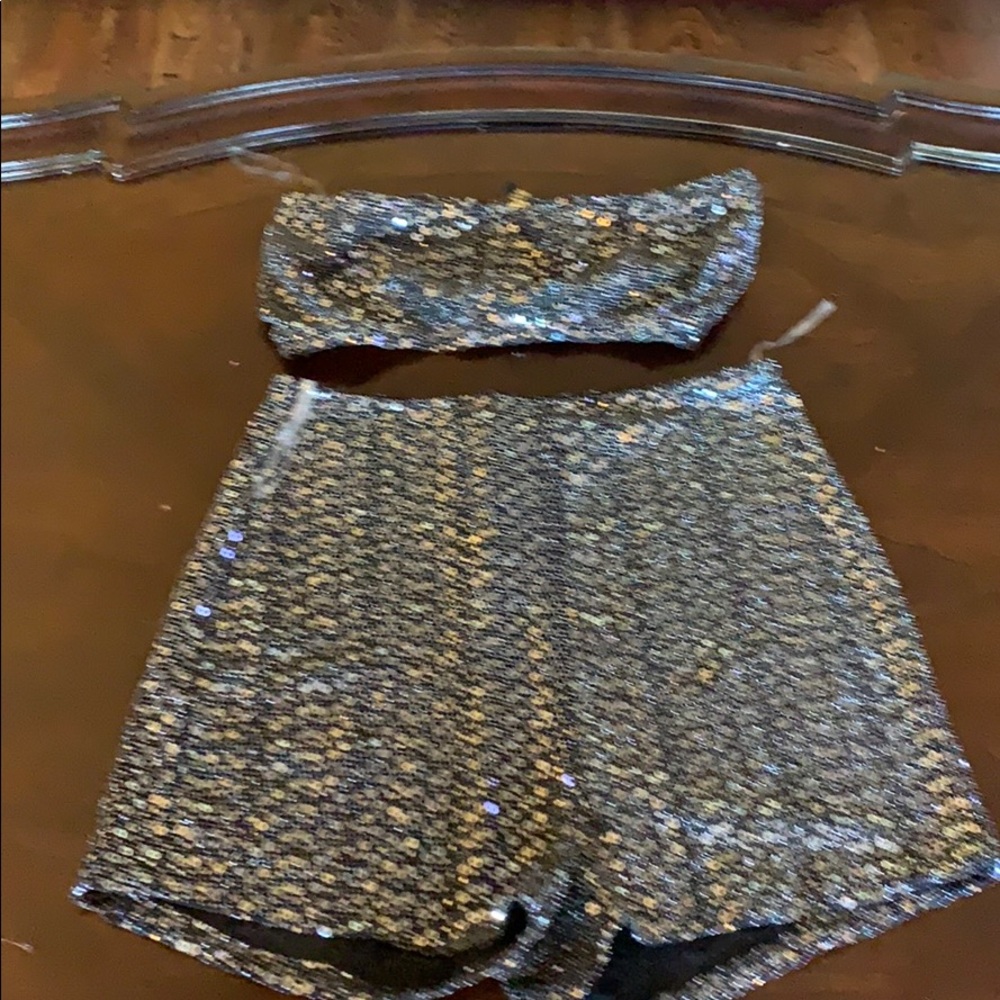 Sequin 2 piece shorts and halter top